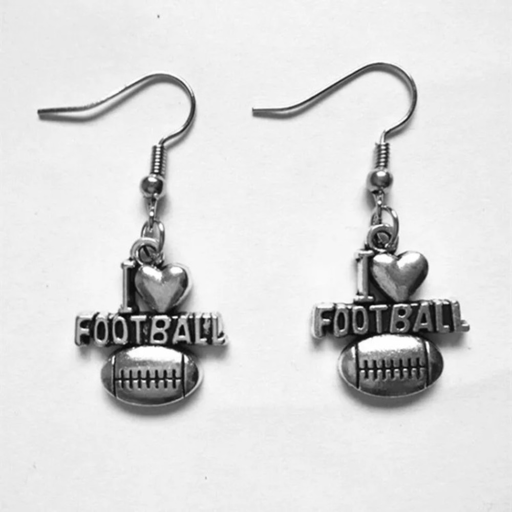 I Love Football Sterling Silver Earrings